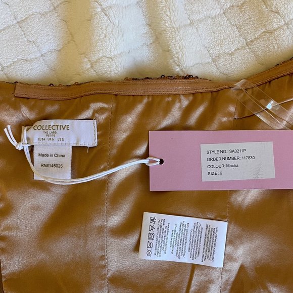 🔵 Collective the Label Sequin Bandeau Corset Top UK4P - Picture 6 of 6